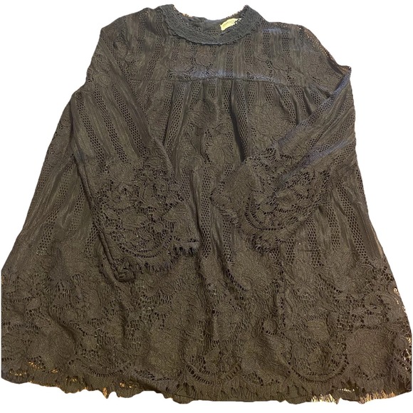 Chance or Fate Tops - Whimsigoth black Lace witchy 3/4 Sleeve Lined Boho Shirt Top  Blouse small soft